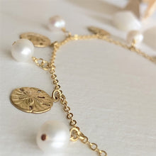 Load image into Gallery viewer, Amphitrite Pearls and Sand Dollar Dainty Charm Anklet
