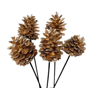 Pinecones On Stem - Gold