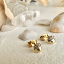 Load image into Gallery viewer, Akerne Gemstone Encrusted Acorn Stud Earrings - Gold
