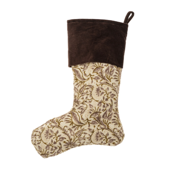 Ashwin Block Print Velvet Stocking