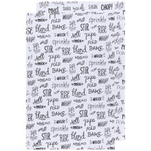 Load image into Gallery viewer, Bakers Floursack Dishtowels, Set of 2 - Kitchen Words Print Black
