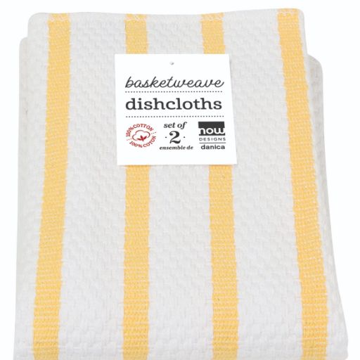 Basketweave Dishcloth - Lemon Yellow