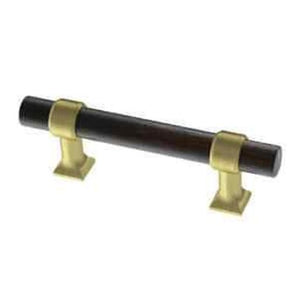 Bayview Brass with Vintage Black Wood Bar Pull - 3"