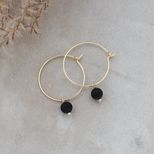 Load image into Gallery viewer, Bellamy Hoops, Matte Black Onyx - Gold
