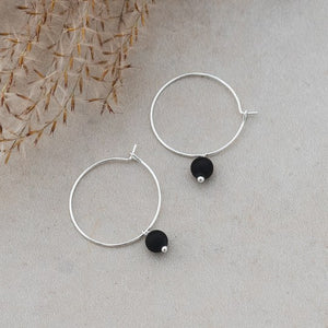 Bellamy Hoops, Matte Black Onyx - Silver