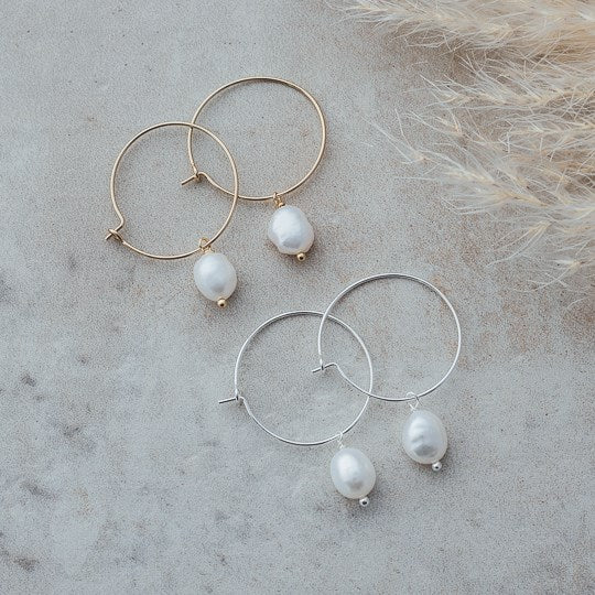 Bellamy Hoops - Gold White/ Pearl