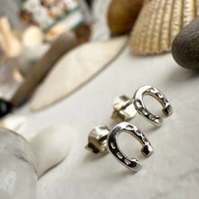 Load image into Gallery viewer, Benalto Tiny Horseshoe Stud Earrings - Sterling Silver
