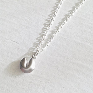 Benky Tiny Fortune Cookie Charm Necklace - Silver