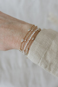 Bethany Bracelet, White Moon Stone/ White Pearl - Silver