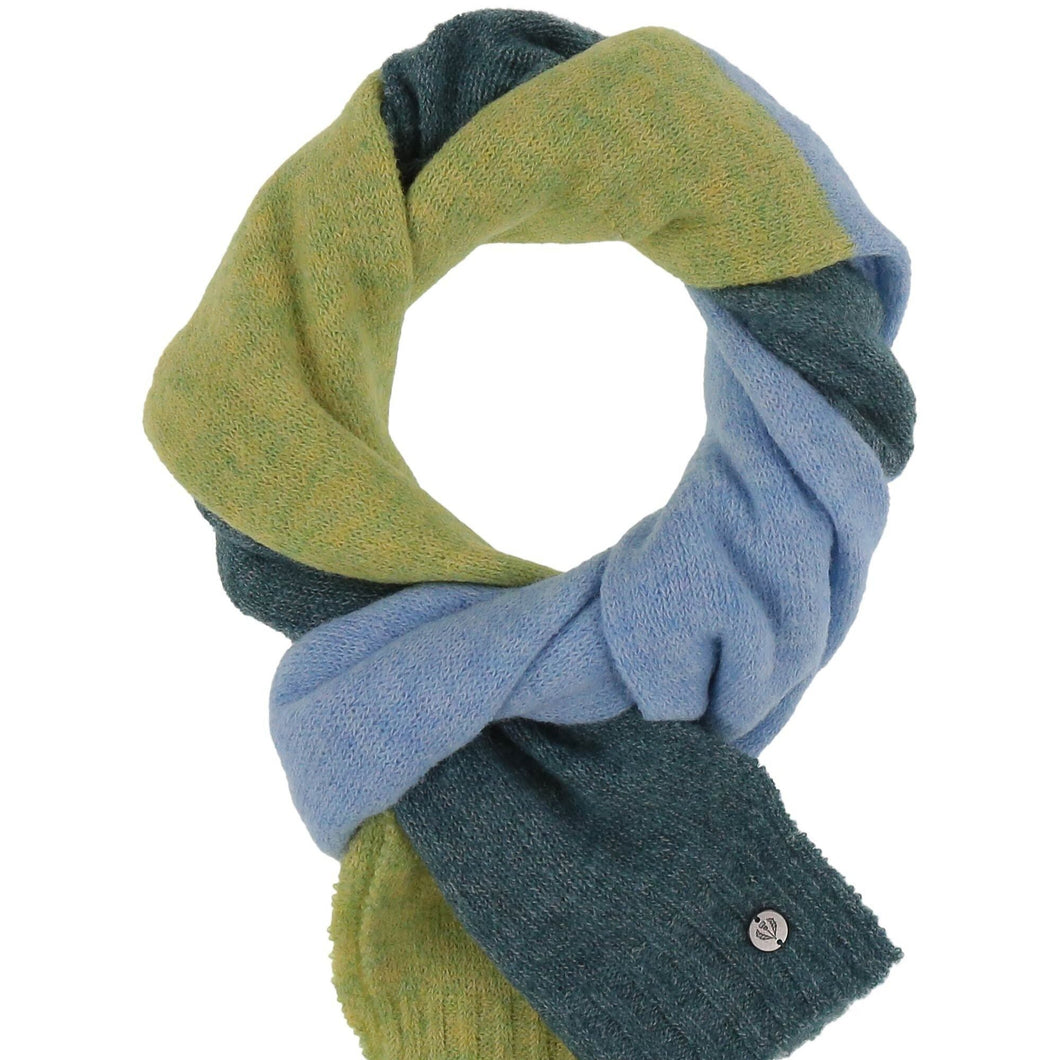 Block Pattern Knitted Scarf - Petrol