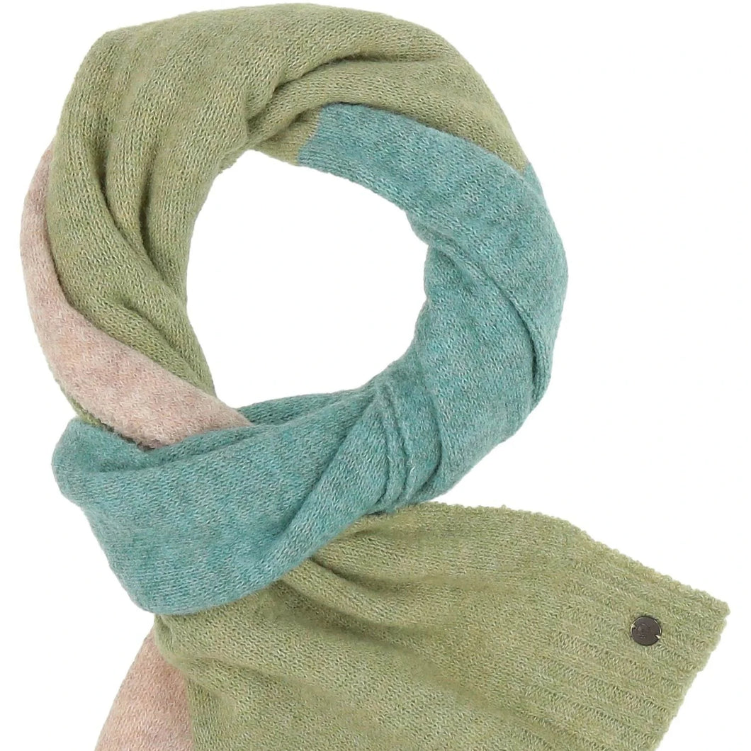 Block Pattern Knitted Scarf - Powder Mint