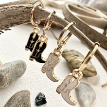 Load image into Gallery viewer, Boot Scootin&#39; Cowboy Boot Charm Hugger Hoop Earrings - Gold
