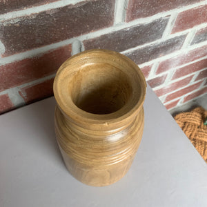 Carved Wood Vase - 9.5"