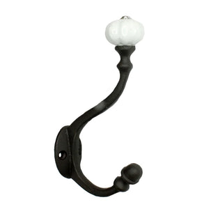 Cast Iron Hook with Ceramic Knob