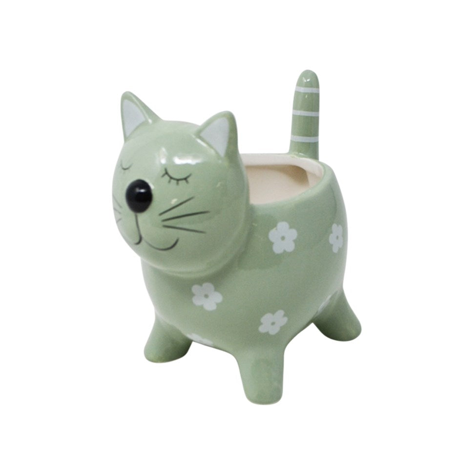 Cat Plant Pot - Green