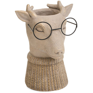 Cement Deer Vase - Antique Bronze