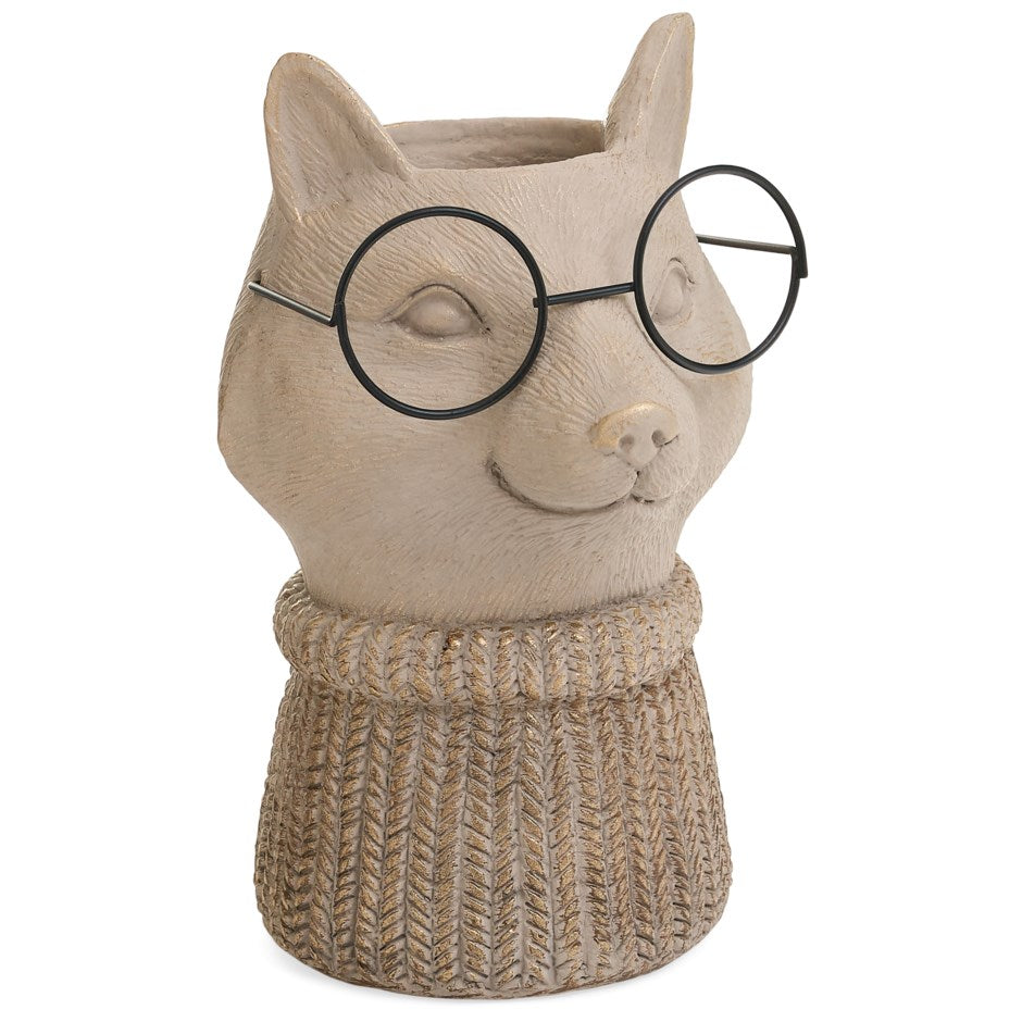 Cement Fox Vase - Antique Bronze