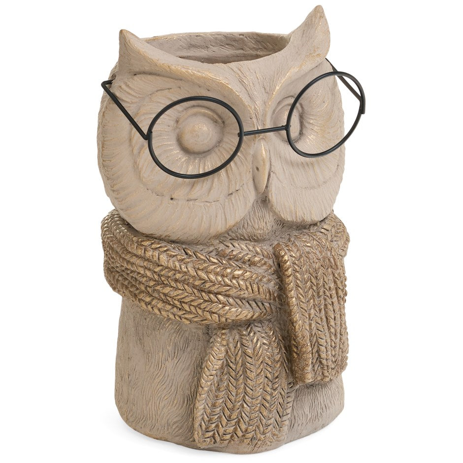 Cement Owl Vase - Antique Bronze