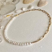 Load image into Gallery viewer, Champs - Élysées Freshwater Pearl and Gold Paperclip Chain Necklace
