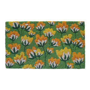 Coir Fibre Doormat - Floral Pattern