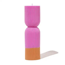 Load image into Gallery viewer, Colour Block Pilar Candle - Fuchsia/Mustard
