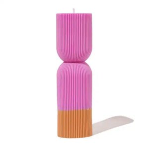 Colour Block Pilar Candle - Fuchsia/Mustard