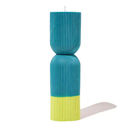 Colour Block Pilar Candle - Green/Lime