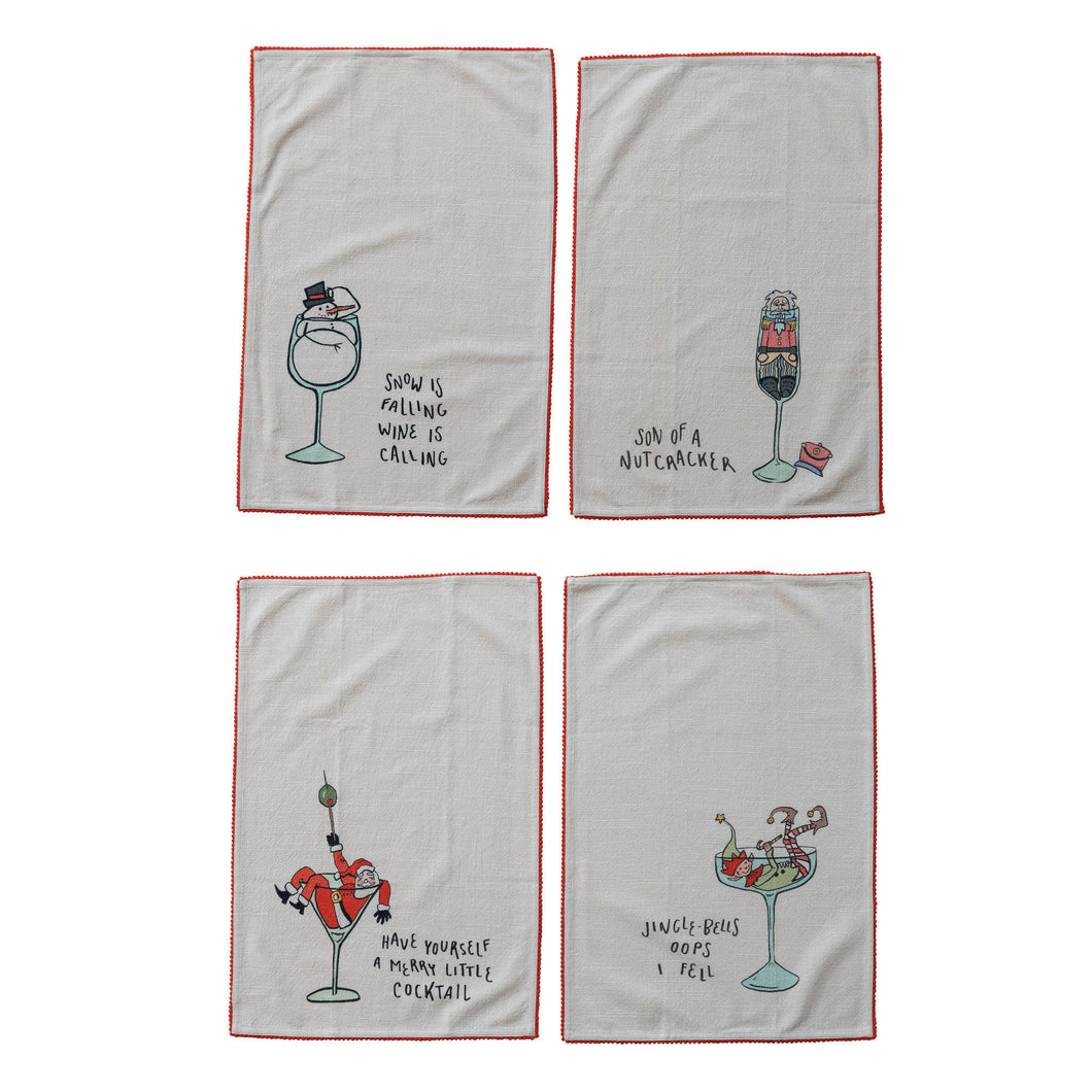 Cotton Printed Tea Towel w Holiday Saying - 28