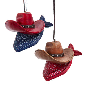 Cowboy Hat Ornament - 2 Assorted