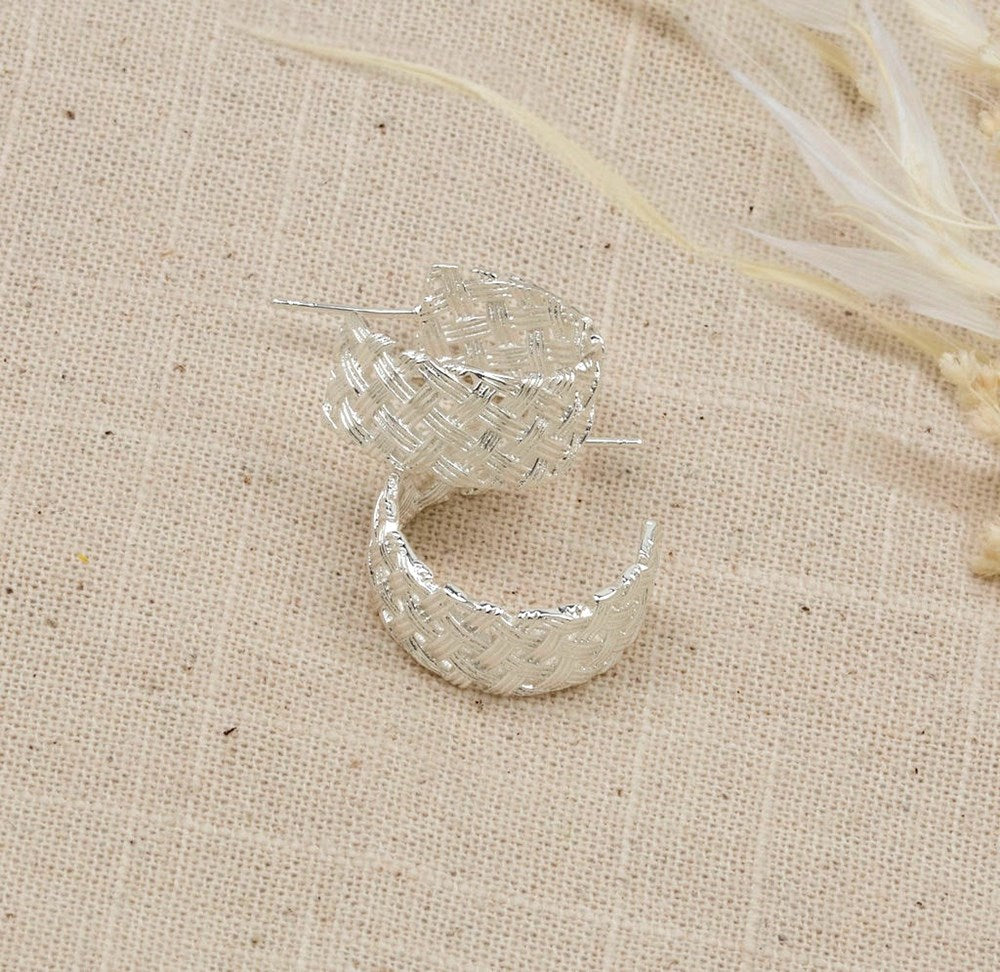 Criss Cross Hoops - Silver