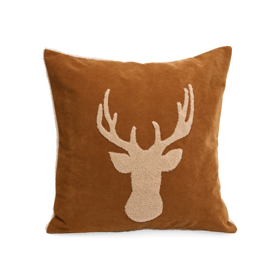 Deer Head Pillow - Tan/Beige