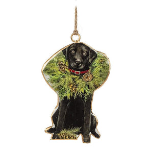 Dog with Wreath Ornament