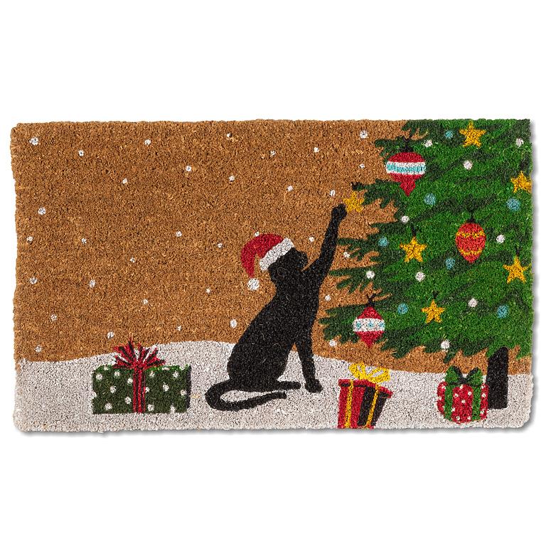 Doormat - Playful Christmas Kitty