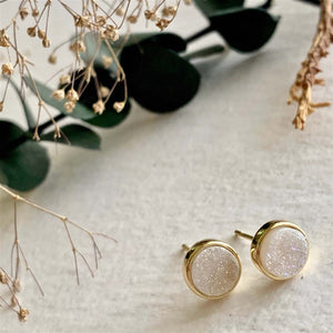 Zella Gold Plated Druzy Stud Earrings