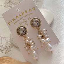 Load image into Gallery viewer, Baroque Pearl Cluster Drop Earrings Kingfisher - Gold
