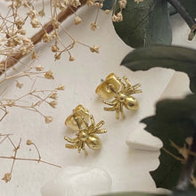 Load image into Gallery viewer, Charlotte Raw Brass Spider Stud Earrings - Gold

