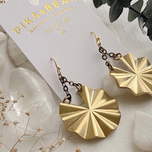 Load image into Gallery viewer, Padelo Circular Fan Drop Earrings - Brass
