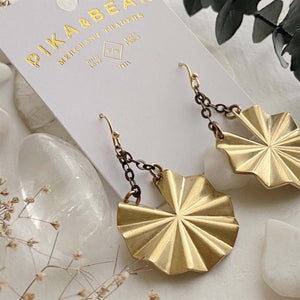 Padelo Circular Fan Drop Earrings - Brass