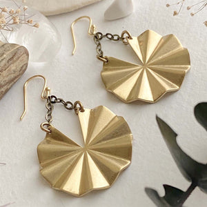 Padelo Circular Fan Drop Earrings - Brass