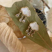 Load image into Gallery viewer, Wilhelm Mother of Pearl Cloud Earrings with Rhinestone Drops - Gold
