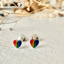 Load image into Gallery viewer, Lil&#39; Lovin Tiny Rainbow Heart Stud - Sterling Silver
