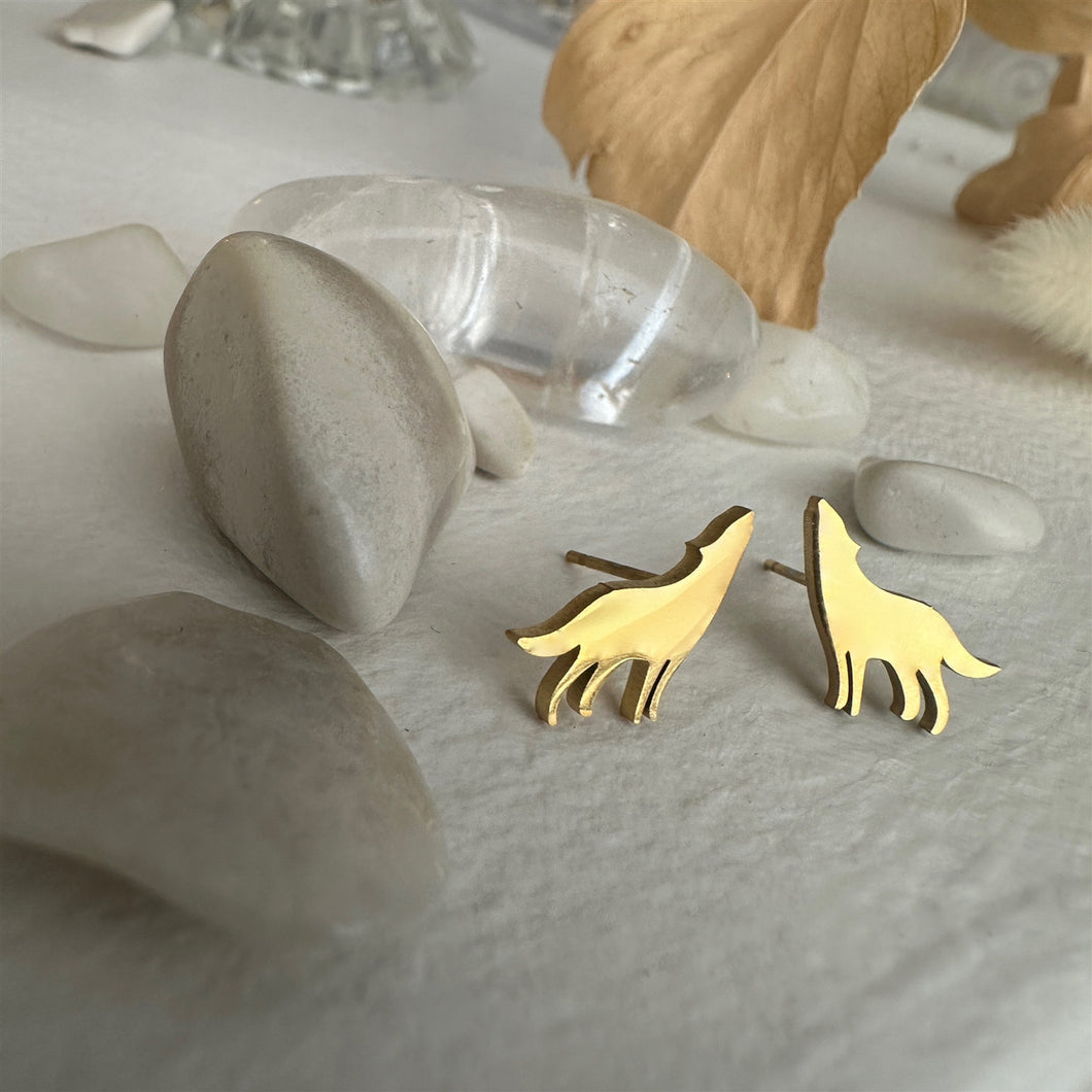 Lobo Howling Wolf Stud Earrings