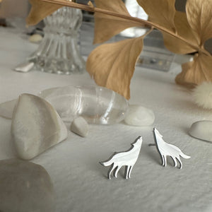 Lobo Howling Wolf Stud Earrings