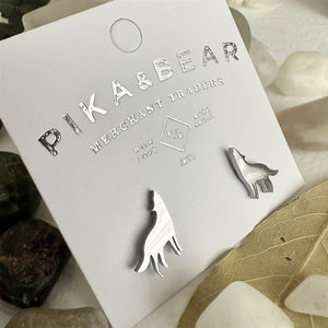 Lobo Howling Wolf Stud Earrings