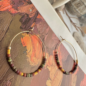 Memphré Bead Hoop Earrings Cedars & Pines - Gold