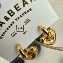 Load image into Gallery viewer, Love Bites Heart Charm Hugger Hoop Earrings - Gold
