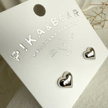 Load image into Gallery viewer, Tresna Heart Stud Earrings - Silver

