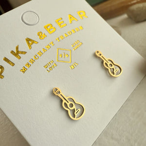 Woody Guitar Stud Earring - Gold