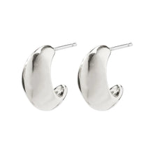 Load image into Gallery viewer, Edwina Recycled Chunky Huggie Hoop Earrings - Silver
