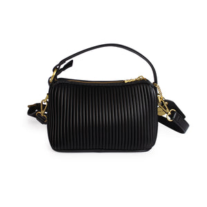 Ella Crossbody Bag - Black Pleated
